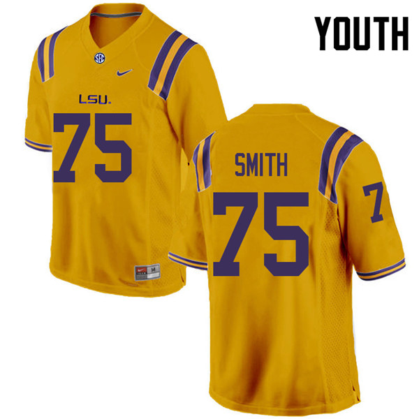 Youth #75 Michael Smith LSU Tigers College Football Jerseys Sale-Gold - Click Image to Close